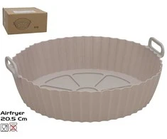 Apvalus silikoninis kepimo indas oro gruzdintuvei, pilkas, 6,5 x 20,5 x 20,5 cm, KITCHEN&amp;GO