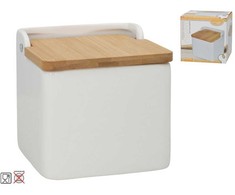 Druskos indelis su bambukiniu dangteliu, 11,3 x 12 x 11,3 cm, KITCHEN&amp;GO