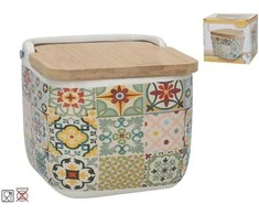 Druskos indelis su bambukiniu dangteliu, 12 x 12,5 x 11 cm, KITCHEN&amp;GO