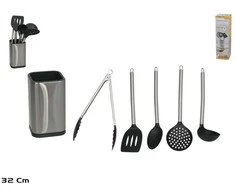 Kitchengo Bikuva.lt Virtuvės įrankių met/plast. rinkinys 5vnt. su dėklu