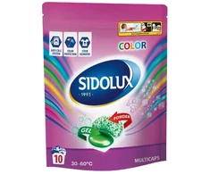 SIDOLUX COLOR skalbimo kapsulės spalvotiems audiniams, 10 vnt. Dėžėje 12 pakuočių.