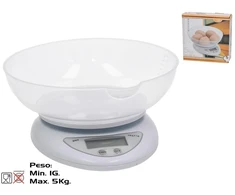 Skaitmeninės virtuvinės svarstyklės 5kg, baltos, 20 x 18 x 9 cm, KITCHEN&amp;GO
