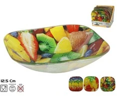 Kvadratinis stiklinis dubuo, 3 dizainai, 3 x 12,5 x 12,5 cm, KITCHEN&amp;GO