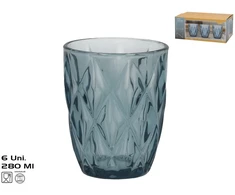 Stikliniai puodeliai (6 vnt.) 280 ml, mėlyni, 10 x 8 x 8 cm, KITCHEN&amp;GO