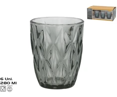 Stikliniai puodeliai (6 vnt.) 280 ml, pilki, 10 x 8 x 8 cm, KITCHEN&amp;GO