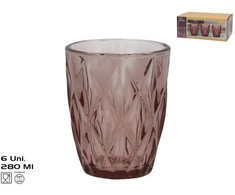 Stikliniai puodeliai (6 vnt.) 280 ml, rožiniai, 10 x 8 x 8 cm, KITCHEN&amp;GO