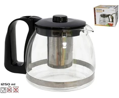 Stiklinis arbatinukas su filtru 1250 ml, žolelių arbatai, 13 × 14 × 19 cm, KITCHEN&amp;GO