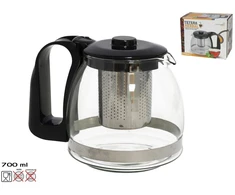 Stiklinis arbatinukas su filtru 700 ml, žolelių arbatai, 11 × 12,5 × 16 cm, KITCHEN&amp;GO