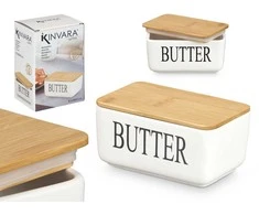 Sviestinis indas Kinvara Keraminis sviestinis indas su užrašu BUTTER, 10 x 16,5 x 8,5 cm