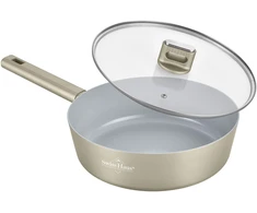 Swiss Haus SH-SCDF24CH Deep Frying Pan with Glass Lid, 24 cm, 2.8 L, Champagne