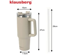 Terminis puodelis su šiaudeliu, smėlio spalvos, 1100 ml, nerūdijančio plieno, Klausberg, KB 7944. Di