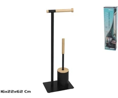 Tualetinio popieriaus laikiklis su šepečiu, juodas, 16.00 x 22.00 x 62.00, BATH&amp;GO