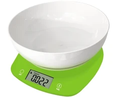 Virtuvinės svarstyklės su dubeniu Rosberg R51651Q, 5kg., 2 x AAA baterijos, LED ekranas, žalios