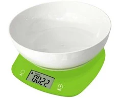 Virtuvinės svarstyklės su dubeniu Rosberg R51651Q, 5kg., 2 x AAA baterijos, LED ekranas, žalios