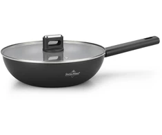 Wok Pan with Lid, 28 cm, Ceramic Coating, Juodas