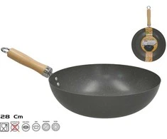 Vok keptuvė su medine rankena 28 cm, 8 x 45 x 28 cm, KITCHEN&amp;GO