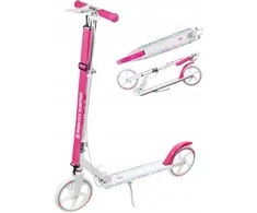 Aliuminis paspirtukas RAVEN DOTS Baltas su dideliais 20 cm. ratais Handbrake