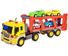 Autovežis su ledinėmis šviesomis ir 4 sportiniais automobiliais