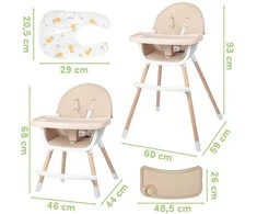 Malplay CREAM Maitinimo kėdutė BITEO 3in1 Kreminis