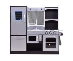 Daugiafunkcinė moderni medinė virtuvėlė Sidabrinis Kitchen