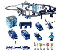 Ikonka Elektrinio traukinio policijos automobiliai 92 elementai ~300cm