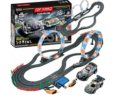Elektrinė lenktynių trasa 600 cm, 2 automobiliai, šviečiančios kilpos, 1:43