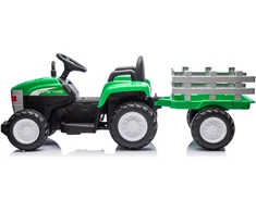 Elektrinis traktorius New Holland su priekaba, žalias
