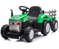 Elektrinis traktorius New Holland su priekaba, žalias