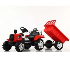 Elektrinis traktorius raudonas su priekaba TRUCK III