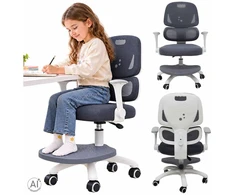 Vaikiška stalo kėdė, ergonomiška, pasukama, reguliuojamo aukščio, pilkos spalvos