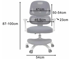 Vaikiška stalo kėdė, ergonomiška, pasukama, reguliuojamo aukščio, pilkos spalvos