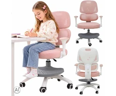 Ikonka Vaikiška stalo kėdė, ergonomiška, pasukama, reguliuojamo aukščio, rožinės spalvos