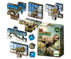 Malplay Magnetiniai 3D dėlionės kubeliai, dinozaurai, 16 detalių vaikams