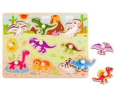 Tooky Toys Paėmę žaislinę medinę montessori dėlionės dėlionės dinozaurai
