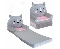Fotelis Minkštas vaikiškas pliušinis foteliukas 3in1 "Katinėlis" XXL