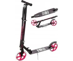 Aliuminis paspirtukas RAVEN STRAIGHT Juodas/Rožinis su dideliais 20 cm. ratais