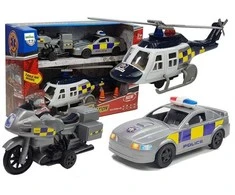 Lean Toys Policijos transporto priemonių rinkinys su šviesomis ir garsais