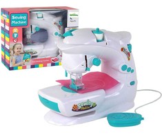 Lean Toys Vaikiška siuvimo mašina su baterijomis, balta