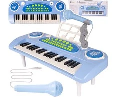 Vaikiškas pianinas 37 klavišų su mikrofonu, mėlynas, USB, MP3