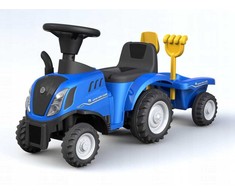 Vaikiškas traktorius su priekaba ir priedais New Holland , geltonas