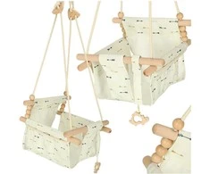 Vienvietės medinės sūpynės 28 cm, baltos