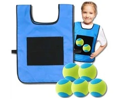 Vikrumo žaidimo rinkinys velcro liemenė su minkštais kamuoliukais, mėlyna