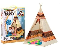 Žaidimų palapinė "Tipi" su 60 margaspalvių kamuoliukų