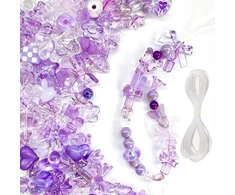 Dekoratyvinių karoliukų rinkinys papuošalų gamybai RainBow® 100 vnt., spalva violetinė
