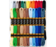 Medvilninių siuvinėjimo siūlų Muline RainBow® 24 natūralių spalvų po 8 m rinkinys