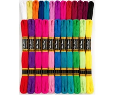 Medvilninių siuvinėjimo siūlų Muline RainBow® 24 ryškių spalvų po 8 m rinkinys