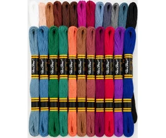 Medvilninių siuvinėjimo siūlų Muline RainBow® 24 tamsių spalvų po 8 m rinkinys