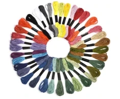Medvilninių siuvinėjimo siūlų Muline RainBow® 36 įvairių spalvų po 8 m rinkinys