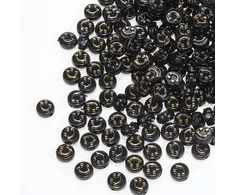 RAINBOW Akriliniai karoliukai Emoji Smiley 10x6 mm 100 vnt., spalva juoda
