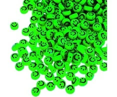 RAINBOW Akriliniai karoliukai Emoji Smiley 10x6 mm 100 vnt., spalva ryškiai žalia